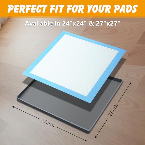 ondware Silicone Dog Pee Pad Holder for Standard 27x27 in Pads, Non-Slip Leak-Proof Puppy Pad Tray, Portable Puppy Training Mat with Raised Edges for Floor Protection, Easy to Clean - size: 27x27 in