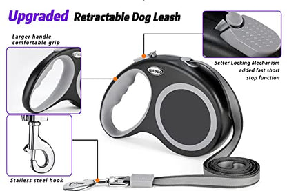 Retractable Dog Leash, 26 Feet Dog Leash for Small to Large Dogs up to 110lbs,Heavy Duty Design with Anti-Slip Handle, One-Handed Quick-Lock Braking System.