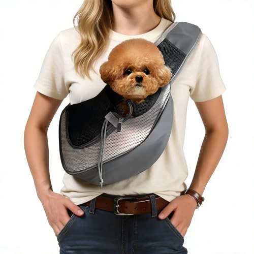 Pet Dog Sling Carrier, Puppy Travel Outdoor Cat Carrying Bag Accessories and Cat Supplies Hands Free Pet Backpack Bag, Large, Grey - color: 1 Grey, size: 16.5"L x 10.2"W x 2.0"H
