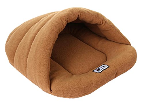 Gullor Winter Warm Comfortable Pet Dog Cat Rabbit Cushion Half Covered Bed Sleeping Bag - Light Brown (M) - color: Light Brown, size: M