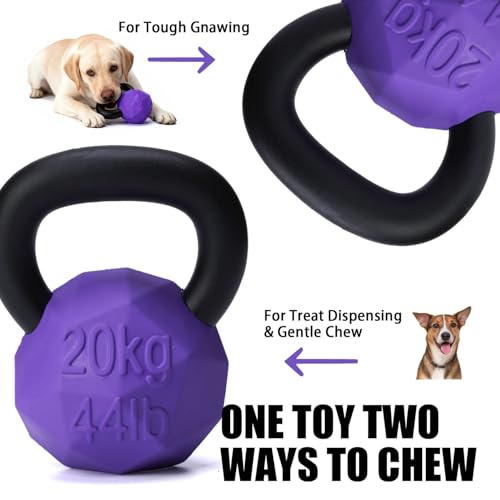 MECOOL Indestructible Dog Toy for Aggressive Chewers - Heavy Duty Chew Ring with Durable Nylon and Treat Dispenser Rubber Base, Interactive Food Puzzle Dog Chew Toy,Large Purple - size: L Purple