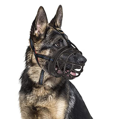 Dog Muzzle Breathable Basket Muzzles for Large and X-Large Dogs, Stop Biting, Barking and Chewing, Best for Aggressive Dogs Black Brown (Black Rubber, XL) - size: XL