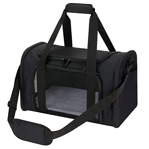 Pnimaund Pet Carrier - Airline Approved Soft Cat & Dog Carriers for Medium & Small Pets, TSA Approved, Black