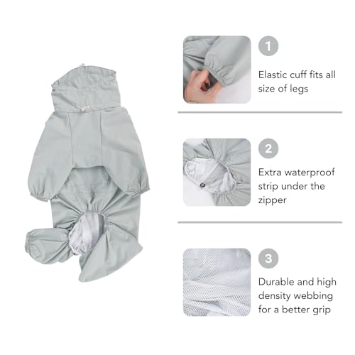 Dog Raincoat with Full Leg Coverage, Waterproof & Lightweight Rain Jacket for Medium Dogs, Keep Belly & Legs Dry, Harness Compatible, Reflective Safety, with Storage Bag (XX-Large) - size: XX-Large