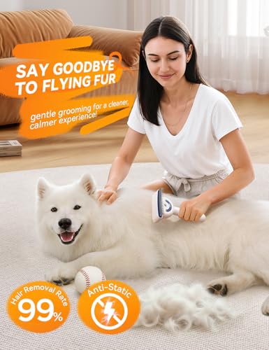 Dog Brush for Shedding with Steam, Dog Brush for Long Haired Dogs and Cats, Dual-Sided Dematting and Deshedding, Safe Non-Deforming Steel Pins, for Medium-Thick Coats Prone to Tangles & Shedding