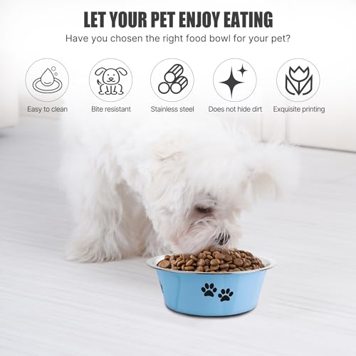 Stainless Steel Dog Bowls, Nonslip Rubber Bottom No Spill Proof Skid Metal Insulated Dog Bowls for Large Medium Small Breed Dogs (Blue, 3.6 Cups/29 OZ) - color: Blue, size: 3.6 Cups/29 OZ