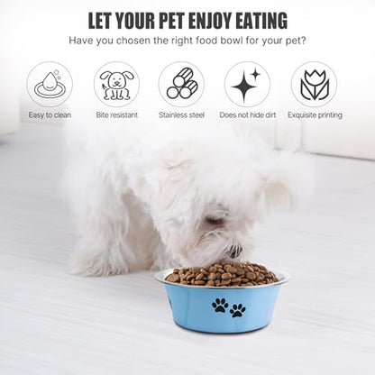 Stainless Steel Dog Bowls, Nonslip Rubber Bottom No Spill Proof Skid Metal Insulated Dog Bowls for Large Medium Small Breed Dogs (Blue, 3.6 Cups/29 OZ) - color: Blue, size: 3.6 Cups/29 OZ