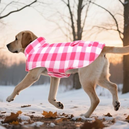 ASENKU Dog Winter Coat, Fleece Doggie Jacket Plaid Reversible Vest Waterproof Windproof Cold Weather Clothes for Small Medium Large Dogs (M, Pink) - color: Pink, size: Medium