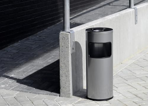 Durable Waste Bin Safe with Round Ashtray - Black - color: black