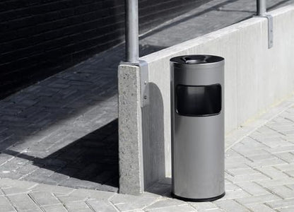 Durable Waste Bin Safe with Round Ashtray - Black - color: black