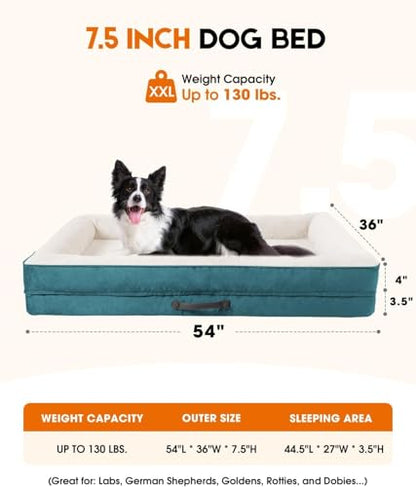 Upvilla XXL Orthopedic Dog Bed, Four-Sided Cushioned Egg-Shaped Foam Dog Sofa, Waterproof Removable Cover, Pet Sofa Bed with Non-Slip Base, Giant Dog Bed,Blue - color: Blue, size: 54"l X 36"w X 7.5"th