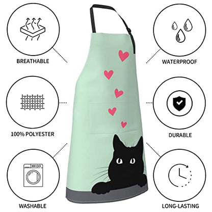 Perinsto Dog Cat Pets Cute Animals Waterproof Apron Bibs for Grooming Kitchen Cooking Baking Painting Gardening - color: Funny Cat (Love)