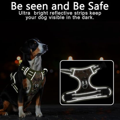 Timos Dog Harness Small Sized,No Pull Dog Harness Adjustable Metal Rings 3 Buckles,Reflective No Choke with Easy Control Handle for Small Dogs,Military Green S - color: Military Green, size: Small (Pack of 1)