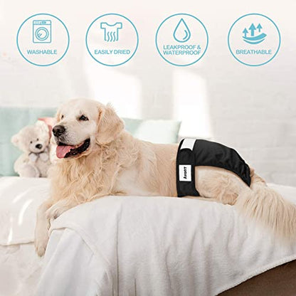 Avont 3 Pack Washable Female Dog Diapers, Premium Reusable Highly Absorbent Doggie Period Panties Durable Dog Diaper Cover -S 3 Black - size: S