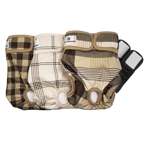 Pet Parents® Washable Dog Diapers (3pack) + Extendrs® of Durable Doggie Diapers, Premium Dog Diapers Female & Male (Medium, Oxford) - size: Medium (14-20")