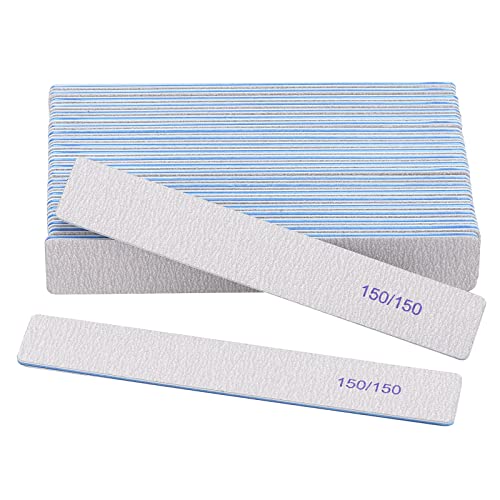 25 Pieces 150/150 Grit Rectangle Nail Files for Acrylic Nails, Reusable Buffering Files Double Sided Emery Boards for Natural Nails - size: 150/150 Grit(25 Count)