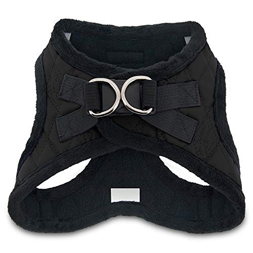 Voyager Step-In Plush Dog Harness – Soft Plush, Step In Vest Harness for Small and Medium Dogs by Best Pet Supplies - Harness (Black Faux Leather), L (Chest: 18 - 20.5") - color: Harness (Black Faux Leather), size: L (Chest: 18 - 20.5")
