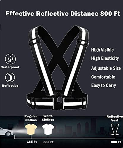 Reflective Vest, High Visibility Safety Vest Straps Reflective Gear for Night Running Walking Cycling for Men Women Kids - color: Black+green