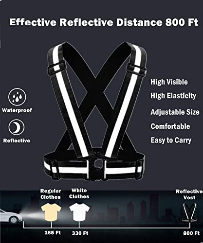 Reflective Vest, High Visibility Safety Vest Straps Reflective Gear for Night Running Walking Cycling for Men Women Kids - color: 2 Black