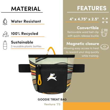 OllyDog, Goodie Treat Bag, Dog Treat Training Pouch | Magnetic Closure | 3 Ways to Wear | Hands-Free Waist Belt | Water-Resistant Recycled Vegan Fabric (Ventura '73) - color: Ventura '73