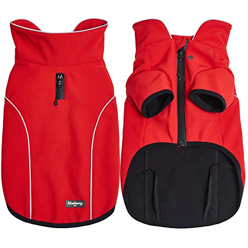 Blueberry Pet Windproof Waterproof Reflective Softshell Dog Jacket, Red, Size 10 - color: Red, size: Size 10