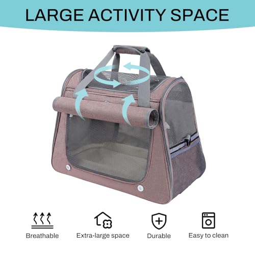 Airline Approved Soft-Sided Pet Carrier for Cats & Small Dogs - Ventilated Travel Bag with Removable Mat, Under 15 lbs, Red - color: Red
