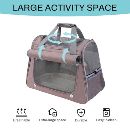 Airline Approved Soft-Sided Pet Carrier for Cats & Small Dogs - Ventilated Travel Bag with Removable Mat, Under 15 lbs, Red - color: Red
