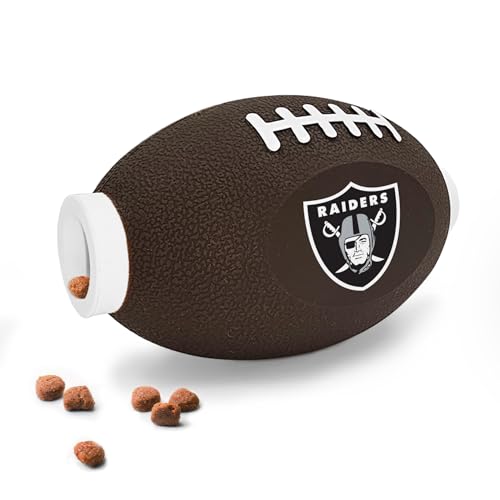 NFL Las Vegas Raiders Football Treat Dispensing Toy for Dogs and Cats - Interactive Rubber Ball for Feeding and Fun - color: Las Vegas Raiders