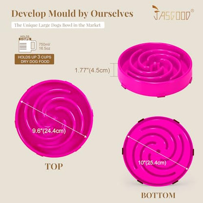 JASGOOD Slow Feeder Dog Bowl for Large Medium Dogs, Anti-Gulping Pet Slower Food Feeding Bowls, Stop Bloat, Preventing Choking, Healthy Design, R-Rose red - color: Hot pink