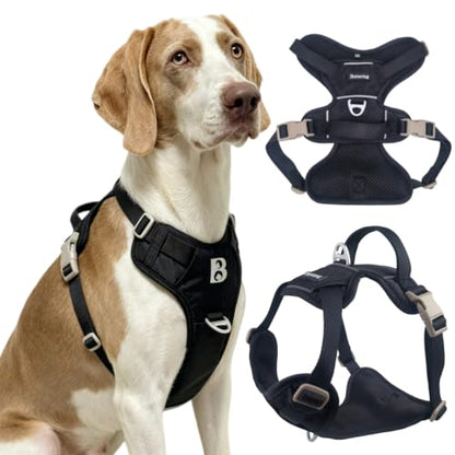 No Pull Front Clip Dog Harness, Heavy Duty 360° Reflective Dog Vest with Dual Zinc Alloy D-Rings, Soft Padded Harness with Control Handle for Small Medium Large Dogs (Black, M) - color: Black, size: M