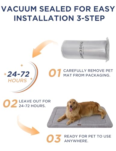Joydeco Low Profile Dog Crate Mat Reversible Bed Pad, Washable Dog Pad Mat with Ultra Soft Fleece, Compact Design Kennel Beds Mats for Large Medium Small Pets, 35" x 23" Dark Gray