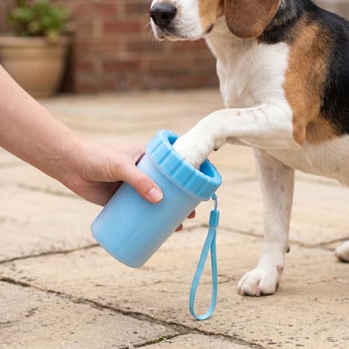 Portable Pet Paw Cleaner Dog Foot Washer Cup with Soft Silicone Bristles Portable Dog Paw Washer for Muddy Paws Easy to Clean & Carry-4.13 * 4.13 * 6.10inches-Blue - color: Blue, size: Blue