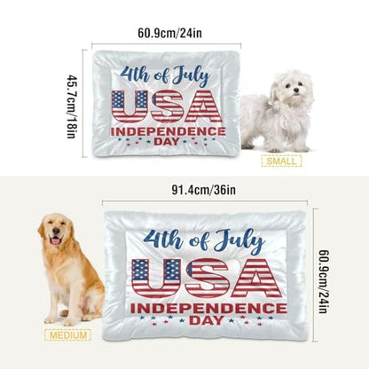 Independence Day Pattern Pet Bed Mat for Dogs and Cats, Soft Washable Crate Pad with Non-Slip Bottom, Cozy Bed Cushion for Small Medium Large Pets, 18x24 Inch - size: Small