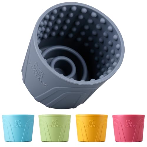 Dog Lick Bowl, Bestalk Anxiety Relief Slow Feeder Dog Lick Mat Treat Dispenser, Non-Slip Licking Bowl Enrichment Toys for Small Medium and Large Breed Dogs, BPA Free Silicone(Grey,S) - color: Grey, size: S