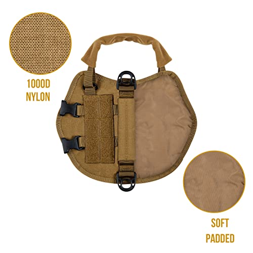 Tactical Dog Harness, Milltary Dog Vest with Durable Vertical Handle for XXS Puppy Dog Brown - color: Brown, size: XX-Small
