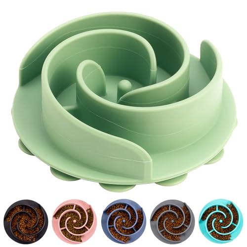 Slow Feeder Dog Bowls Insert, Bestalk Soft Silicone Slow Eating Feeder Insert with Suction Cups for Small, Medium and Large Dogs, Fit into Basic and Elevated Dog Bowls, Green - color: Green, size: S