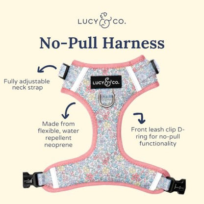 Lucy & Co. Ditsy Daydream No-Pull Dog Harness, Adjustable Front Clip Harness with Comfort Padding, X-Large - color: Ditsy Daydream, size: X-Large