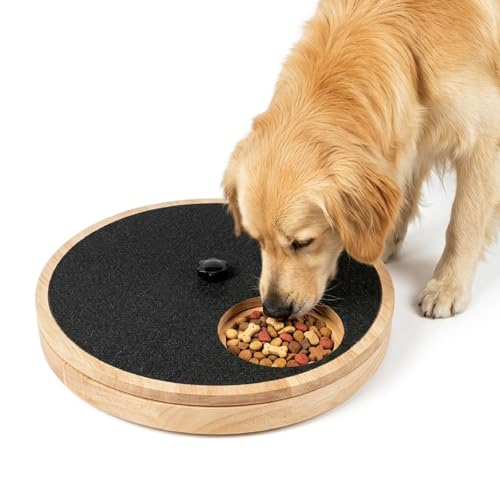 Dog Nail Scratch Board with Treat Drawer,Round Solid Wood Dog Scratch Pad, Stress-Free Nail File Board Alternative to Clippers & Grinders for Small Medium Large Dogs - size: Round