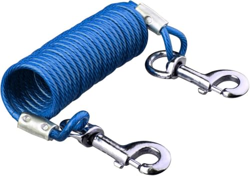 12 Foot Pet Coiled Tie Out Cable - Blue - Retracts Easily and Quickly to Avoid Tangles - style: Coiled Leash