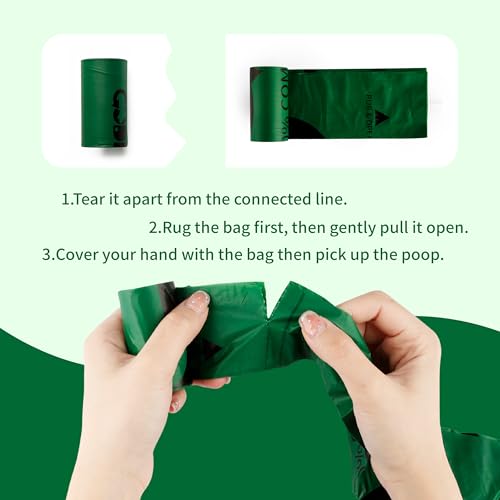 Certified 100% Home Compostable Poop Bags for Dogs, 270 Count Guaranteed Leak Proof and 18 Microns Extra Thick Waste Bag, 18 Rolls of Plant Based Doggie Poop Bag, No Scented with ASTM D6400 & EN13432 - color: Dark Green, size: 270 Count (Pack of 1)