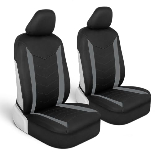 Motor Trend SpillGuard 2 Gray Seat Covers for Cars & Seat Covers for Trucks - Neoprene Lining Waterproof Car Seat Covers Front Seats Only - SUV Seat Covers Protector - Forros para Asientos de Carro - color: Gray - Front Seats