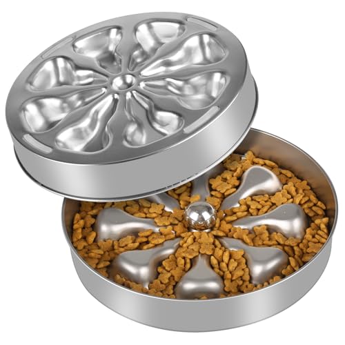 Slow Feeder Dog Bowls – Stainless Steel Non-Slip Metal Bowl for Slow Feeding, 5 Cups Large Capacity, Double-Sided Design for Dry, Wet, or Raw Food, Ideal for Small, Medium, Large Dogs - size: Large