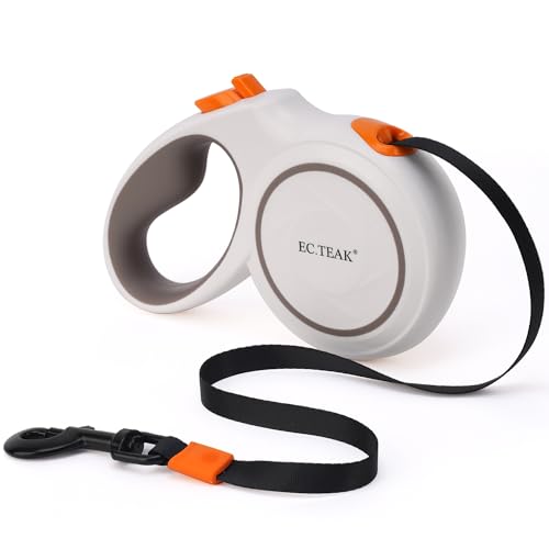 Retractable Dog Leash, 16 FT/26 FT Dog Leash Retractable for Small/Medium/Large Dogs up to 110 lbs, Strong Nylon Tape, Tangle Free, One-Hand Brake (White/Orange, Large) - color: White/Orange