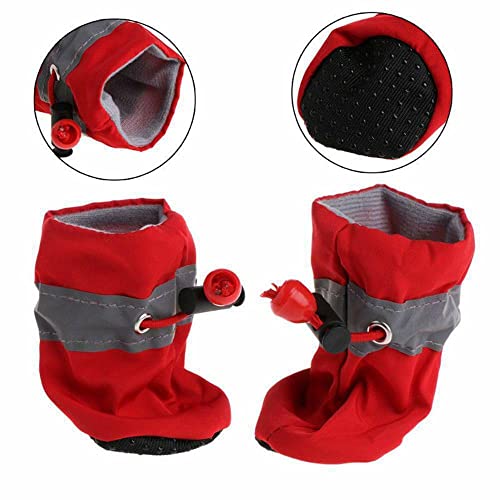 Leconpet Dog Shoes Waterproof Dog Boots for Small Medium Large Dogs with Soft Anti-Slip Sole, Suitable for Rainy Weather Outdoor Walking, Adjustable Elastic Straps, Reflective at Night (Orange, 1)