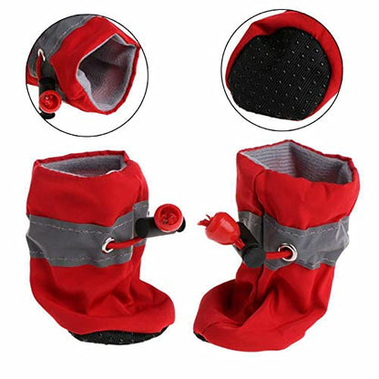 Leconpet Dog Shoes Waterproof Dog Boots for Small Medium Large Dogs with Soft Anti-Slip Sole, Suitable for Rainy Weather Outdoor Walking, Adjustable Elastic Straps, Reflective at Night (Orange, 1)