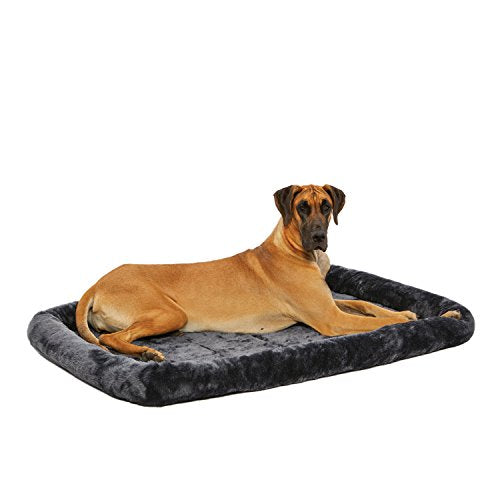 MidWest Homes for Pets QuietTime Giant Dog Bed - Gray Faux Fur Bolster, Ultra-Soft and Machine Washable, Fits 54-Inch Crates and Carriers, for XXL Breed Dogs - color: Grey, size: 54 Inch