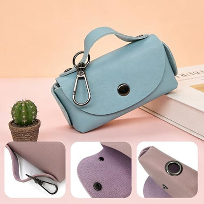 Pet Poop Bag Dispenser with Clip, Portable Waste Bag Holder, 5 Colors Available, 3.9 x 2.4 x 1.2 inches (Light Blue) - color: Light Blue
