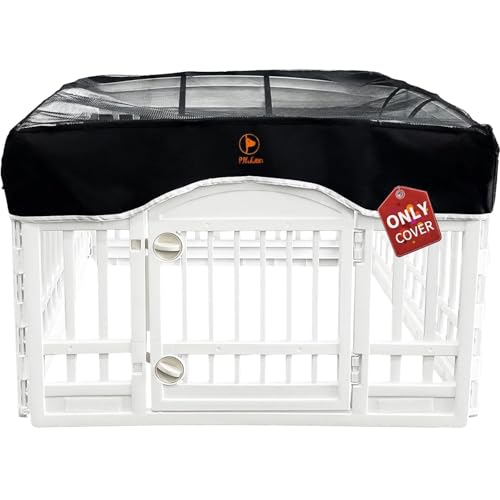 PJYuCien Playpen Top Cover for 36'' Width 4 Panel Pen, Black | More Peace of Mind, More Safe, and Reduce Mess, Suitable for Puppy, Duck, and Other Small Animals,Adhesive Tape Connect - style: Black Cover, 36"Width, Black ( Adhesive Tape Connections )