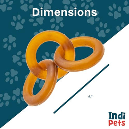 INDIPETS Ring 'O' Ring Fetch & Chew Toy for Dogs: Durable, Safe, Plant-Derived Toy Made with 100% Natural Rubber | Natural (PN: 60001)