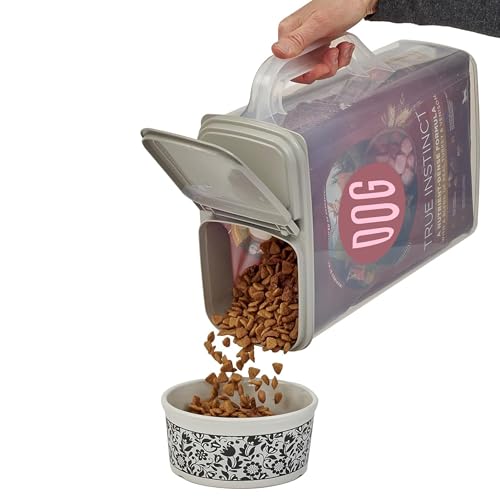 Buddeez Pet Food Storage Container - 8 Quart Capacity Dog/Cat Food & Bird Seed Container with Durable EZ Grip Handle, Flip Gray Lid (includes 1 Cup Clear Scoop) (Pack of 2) - size: 8 Pounds (Pack of 2)